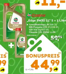 Globus Baumarkt Castrol "Edge 5W30 LL❝ 5 + 1 Liter Angebot