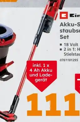 Globus Baumarkt Einhell Akku-Stielstaubsauger Set Angebot