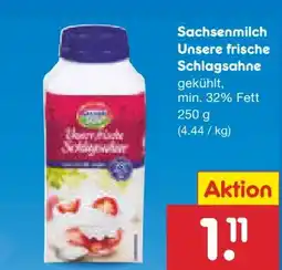 Netto Marken-Discount Sachsenmilch Unsere Frische Schlagsahne Angebot