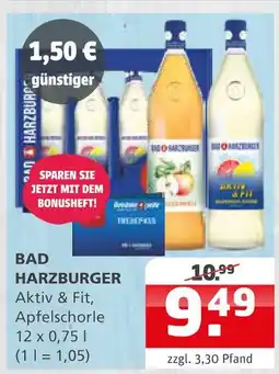 Getränke Quelle Bad harzburger aktiv & fit, apfelschorle Angebot