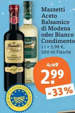tegut Mazzetti aceto balsamico di modena oder condimento Angebot