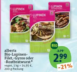tegut Alberts bio-lupinen-filet, -gyros oder -rostbratwurst Angebot