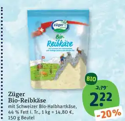 tegut Züger bio-reibkäse Angebot