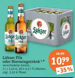 tegut Lübzer pils oder biermixgetränk Angebot