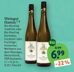 tegut Weingut hamm bio-riesling tradition oder bio-riesling dachsbau Angebot