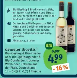 tegut Demeter biovitis bio-riesling & bio-rivaner oder bio-spätburgunder & bio-dornfelder Angebot
