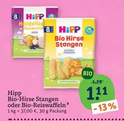 tegut Hipp bio-hirse stangen oder bio-reiswaffeln Angebot