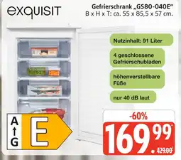 Marktkauf Exquisit gefrierschrank gs80-040e Angebot