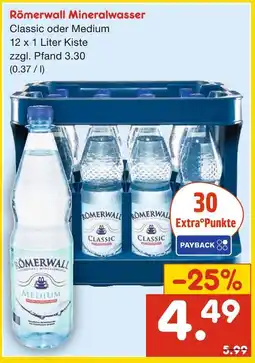 Netto Marken-Discount Römerwall mineralwasser classic oder medium Angebot