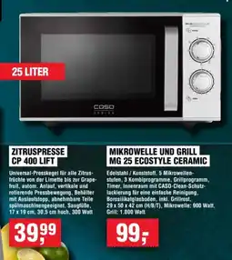Handelshof caso DESIGN MIKROWELLE UND GRILL MG 25 ECOSTYLE CERAMIC Angebot