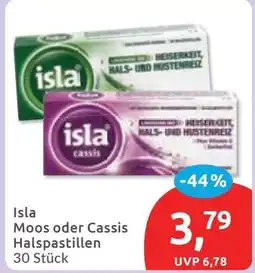 Budni Isla Moos oder Cassis Halspastillen Angebot