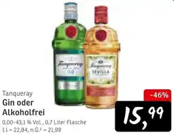 KONSUM Tanqueray Gin oder Alkoholfrei Angebot