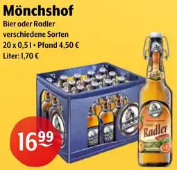 Getränke Hoffmann Mönchshof Bier oder Radler Angebot