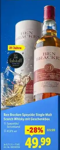 Lidl Ben Bracken Speyside Single Malt Scotch Whisky mit Geschenkbox Angebot