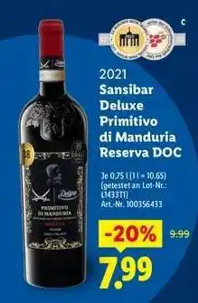 Lidl Sansibar Deluxe Primitivo di Manduria Reserva DOC Angebot