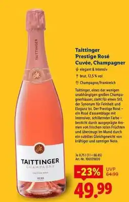 Lidl Taittinger Prestige Rosé Cuvée Champagner Angebot
