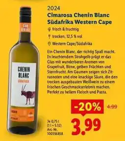 Lidl Cimarosa Chenin Blanc Südafrika Western Cape Angebot