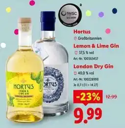 Lidl Hortus Lemon & Lime Gin Angebot