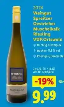 Lidl Weingut Spreitzer Oestricher Muschelkalk Riesling VDP.Ortswein Angebot