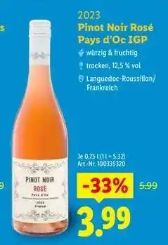 Lidl Pinot Noir Rosé Pays d’Oc IGP Angebot
