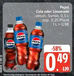 Edeka Pepsi Cola oder Limonade Angebot