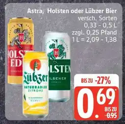 Edeka Astra, Holsten oder Lübzer Bier Angebot