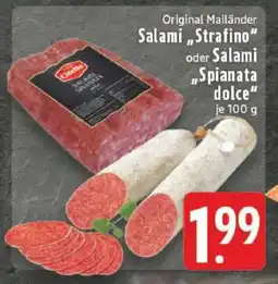 Edeka Original Mailänder Salami „Strafino“ oder Salami „Spianata dolce“ Angebot