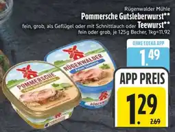 Edeka Rügenwalder Mühle Pommersche Gutsleberwurst / Teewurst Angebot