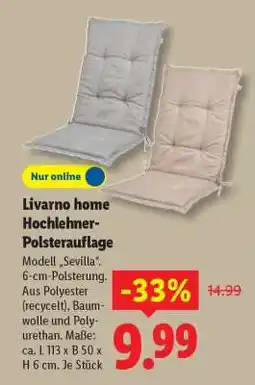 Lidl LIVARNO home Hochlehner- Polsterauflage Angebot