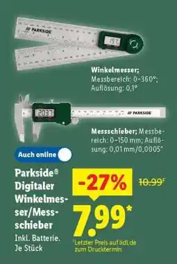 Lidl Parkside Digitaler Winkelmesser/Messschieber Angebot