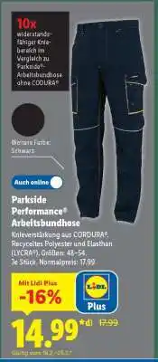 Lidl PARKSIDE PERFORMANCE Arbeitsbundhose Angebot