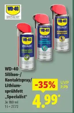 Lidl WD-40 Silikon-/Kontaktspray/Lithiumsprühfett „Specialist“ Angebot