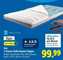 Lidl fan 7-Zonen-Kaltschaum-Topper Angebot