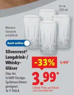 Lidl Silvercrest Longdrink-/Whisky-Gläser Angebot