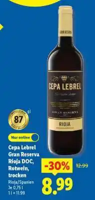 Lidl Cepa Lebrel Gran Reserva Rioja DOC, Rotwein, trocken Angebot