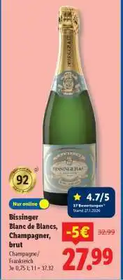 Lidl Bissinger Blanc de Blancs, Champagner, brut Angebot