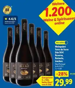 Lidl Weinpaket Torre de Ferro Dão DOC Reserva, Rotwein, trocken Angebot