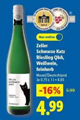 Lidl Zeller Schwarze Katz Riesling QbA, Weißwein, feinherb Angebot