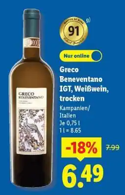 Lidl Greco Beneventano IGT, Weißwein, trocken Angebot