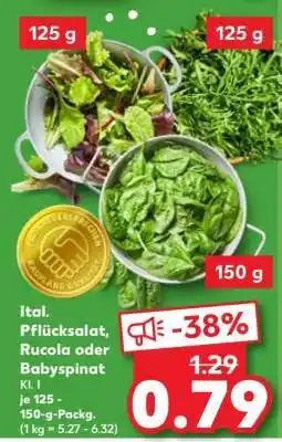 Kaufland Ital. Pflücksalat, Rucola oder Babyspinat Angebot
