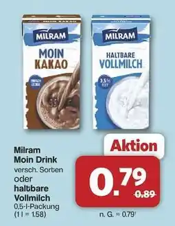 Famila Nord Ost Milram Moin Drink oder haltbare Vollmilch Angebot