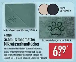 Aldi Nord ROMEO Schmutzfangmatte/Mikrofaserhandtücher Angebot