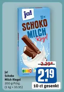REWE ja! Schoko Milch Riegel Angebot