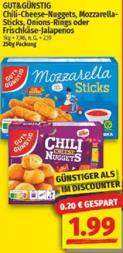 NP Discount GUT&GÜNSTIG Chili-Cheese-Nuggets, Mozzarella Sticks, Onions-Rings oder Frischkäse-Jalapenos Angebot