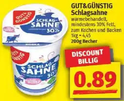 NP Discount GUT&GÜNSTIG Schlagsahne Angebot