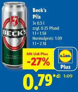 Lidl Beck's Pils Angebot