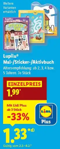 Lidl Lupilu Mal-/Sticker-/Aktivbuch Angebot