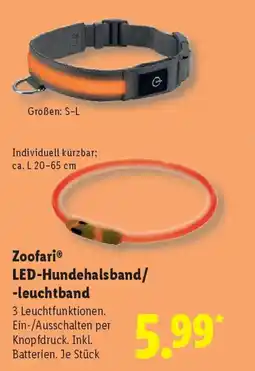 Lidl Zoofari LED-Hundehalsband/ -leuchtband Angebot
