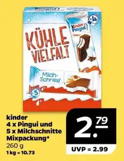 NETTO kinder 4 x Pingui und 5 x Milchschnitte Mixpackung Angebot