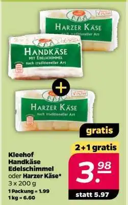 NETTO Kleehof Handkäse Edelschimmel oder Harzer Käse Angebot